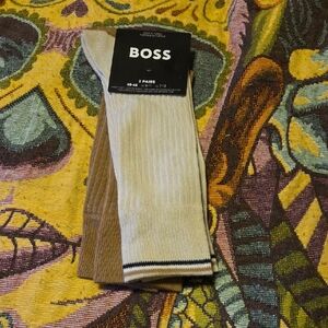 BOSS Men's Casual Socks in Beige and Brown - 2 Pairs